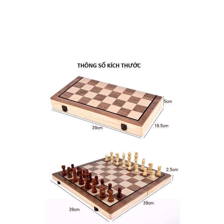 Bàn cờ vua nam châm bằng gỗ óc chó cao cấp kích thước 39x39 cm