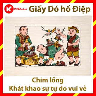 Tranh Đông Hồ, Bức Chim Lồng (không khung tranh) trang trí nhà cửa hàng, quán cà phê cafe, phòng khách, trang trí tết