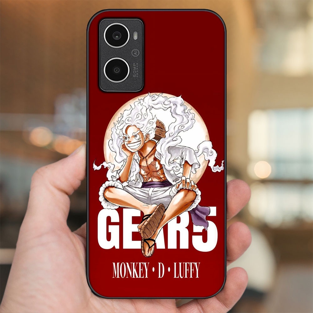Ốp lưng Oppo A96 4G viền đen in hình Luffy Gear 5 Nika One Piece Đảo Hải Tặc