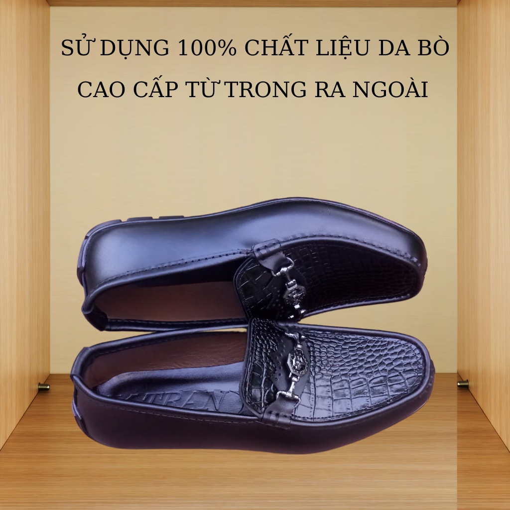 Giày lười nam mã k218,giày da nam cao cấp hàng việt nam tinh xảo,chất liệu da bò nhập khẩu với 2 màu đen,nâu mận.