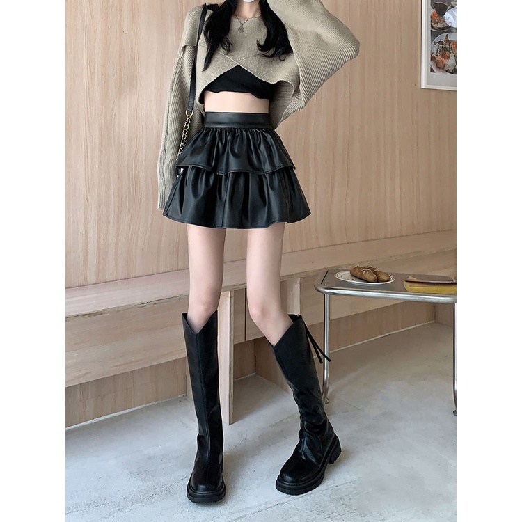 Chân Váy Chữ A Bằng Da Phong Cách Hàn Quốc Quyến Rũ Dành Cho Nữ