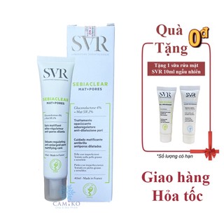 Kem giảm mụn SVR Sebiaclear Mat+ Pores 40ml - se khít lỗ chân lông, giảm dầu nhờn dư thừa