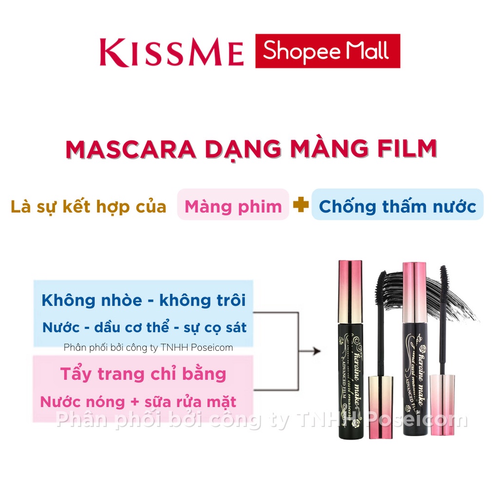 Mascara Kissme Đầu Cọ Tam Giác Mảnh Cho Mi Ngắn Micro Mascara Advanced Film Chống Nước Chải Tơi Dài Mi 4.5G