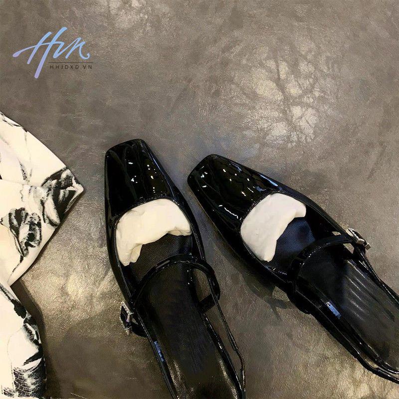 Giày Cao Gót Mũi Vuông Bằng Da Bóng Thời Trang Mùa Hè 2022 Dành Cho Nữ