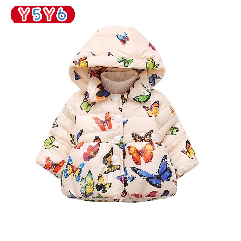 Y5Y6 Áo Khoác Giữ Ấm In Họa Tiết Bươm Bướm Dễ Thương Cho Bé Gái 9 Tháng Đến 3 Tuổi
