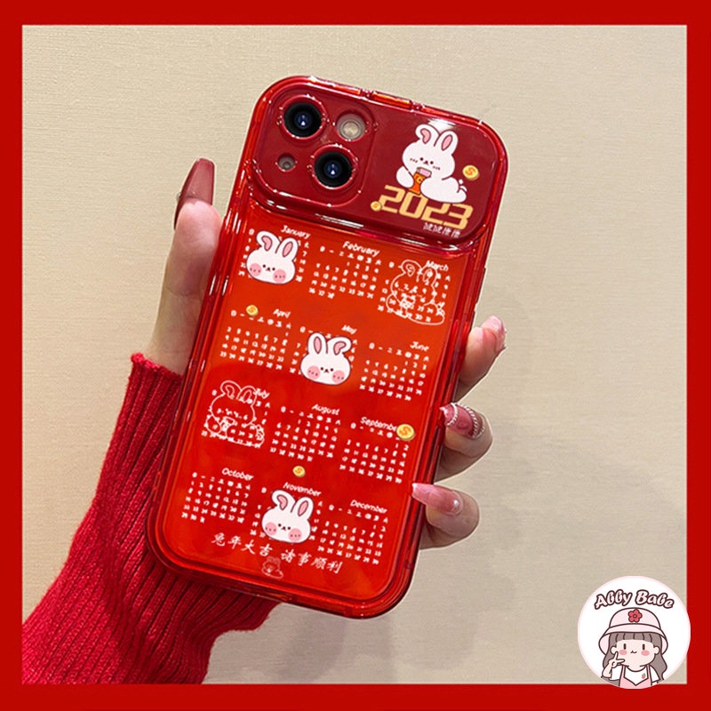 Ốp Điện Thoại TPU Mềm Tích Hợp Gương Trang Điểm Năm Mới Cho IPhone 14 Pro Max 11 7Plus 13 12 11 Pro Max X XS