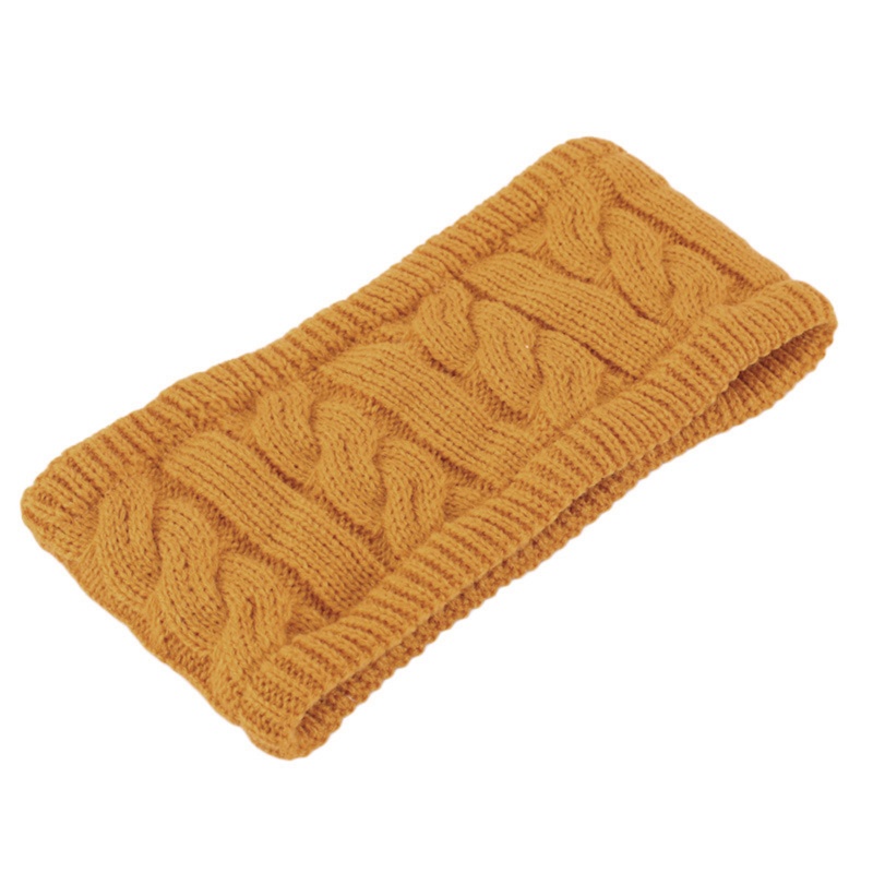 Băng Đô Len Đan Dày Hai Lớp Màu Sắc Trơn Giữ Ấm Tai Cho Nữ