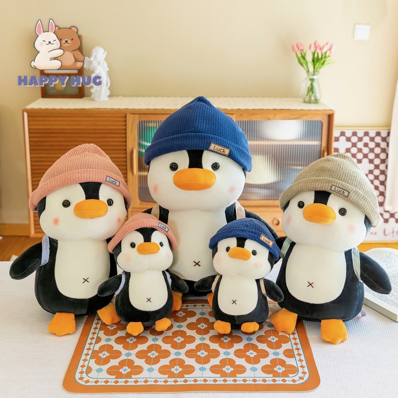 Gấu bông chim cánh cụt, đồ chơi thú nhồi bông bé trai bé gái size 22/35/45cm trang trí quà tặng dễ thương - Happy Hug