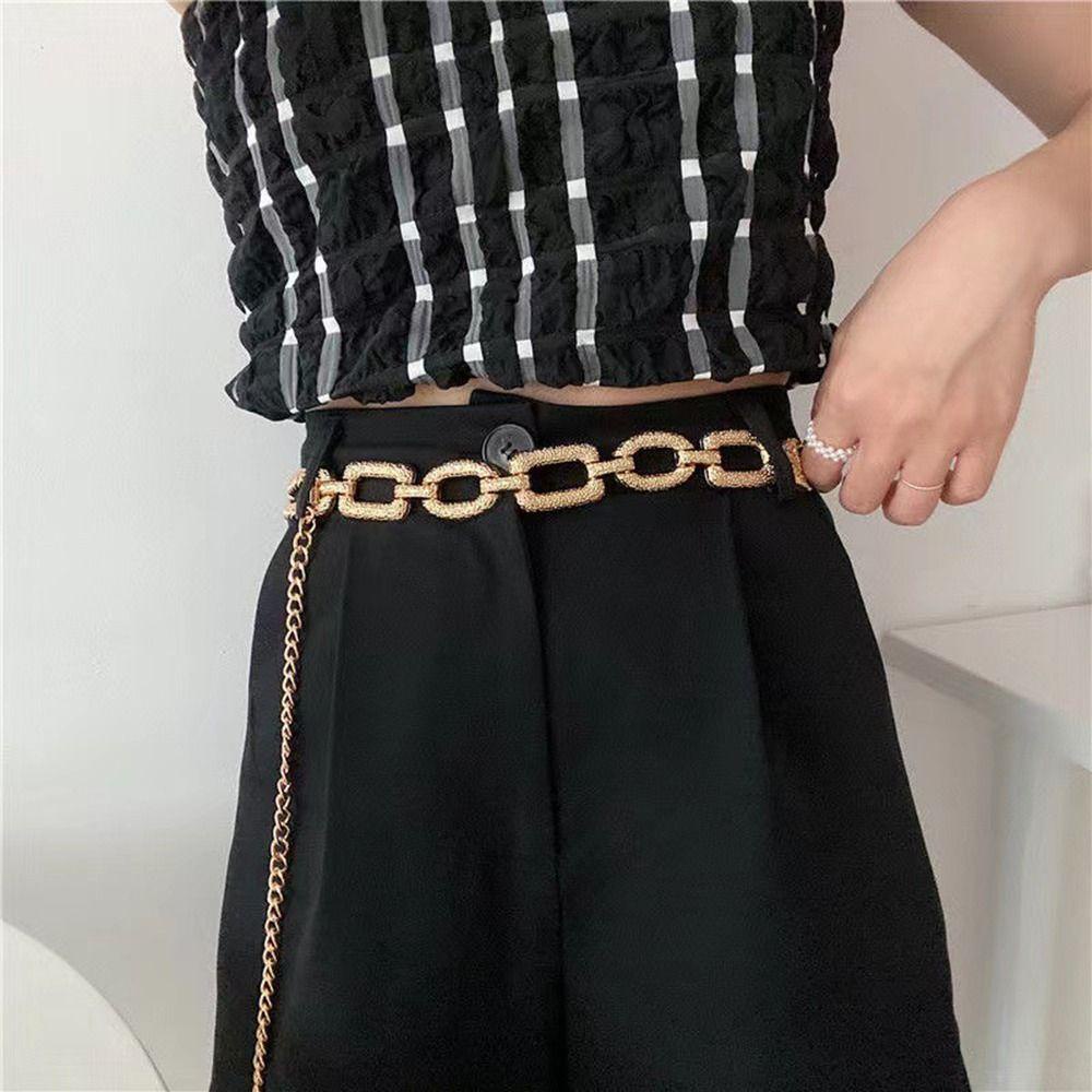 WMES15H Thắt Lưng Dây Xích Dài Bằng Kim Loại Phong Cách Punk Cổ Điển Trang Trí Đầm Bikini Đi Biển Cho Nữ