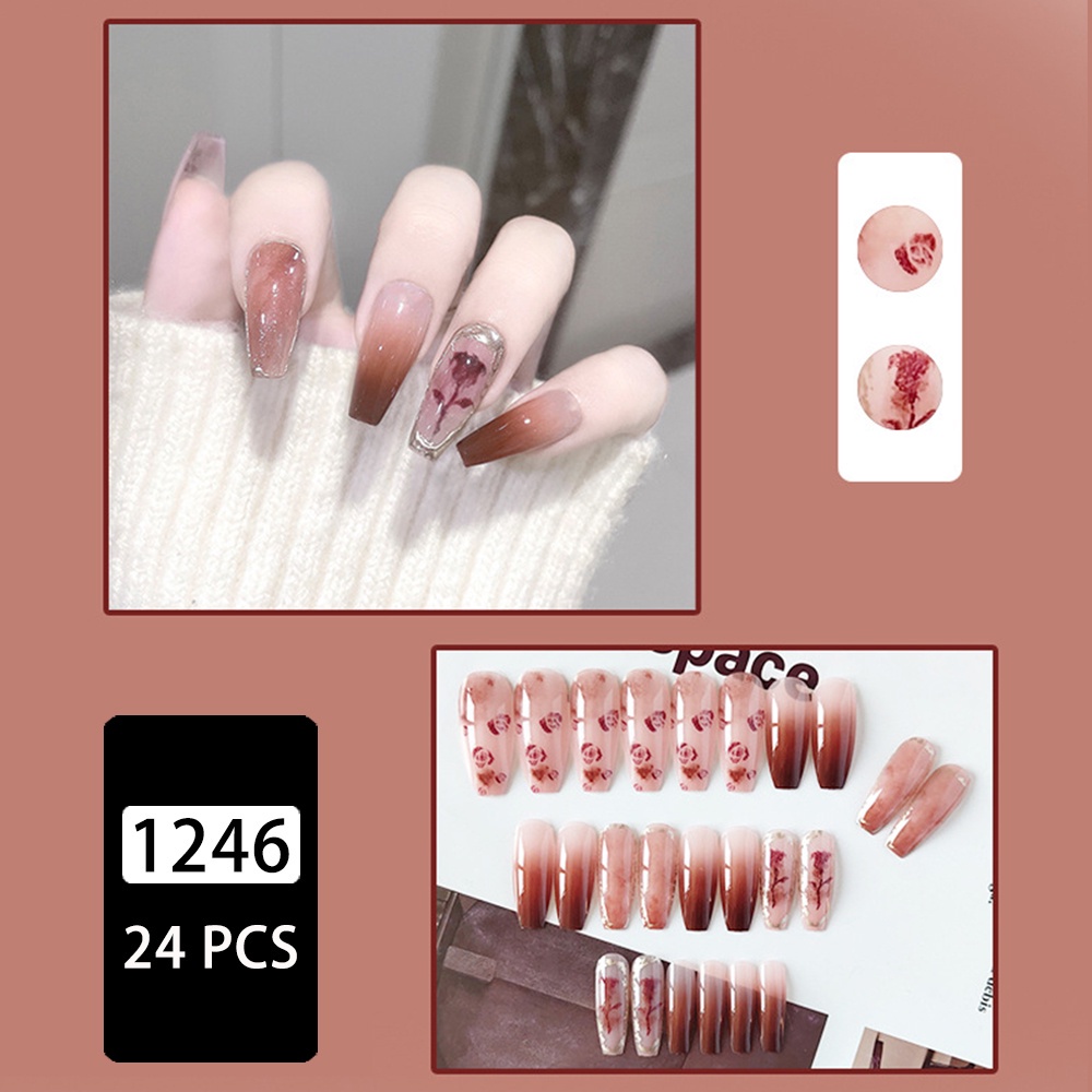 Bộ móng tay giả set móng giả  móng tay giả đính nơ móng tay giả  set 24 móng tay siêu đẹp