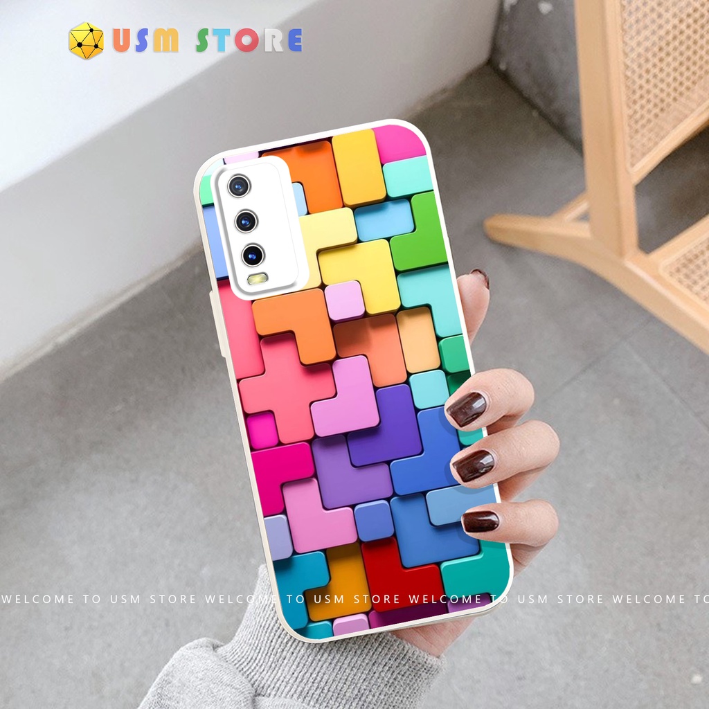 Ốp lưng VIVO Y11S / Y12A / Y12S / Y20A / Y20 / Y20G / Y20I / Y20 2021 / Y20S, viền vuông bảo vệ camera, khối màu 3D