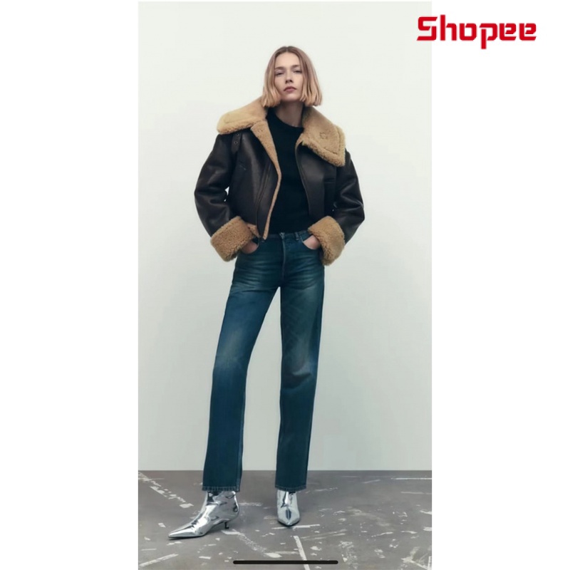 Áo Khoác Lông Hai Mặt Dáng Rộng Màu Sắc Tương Phản Phong Cách Thời Trang Mỹ Dành Cho Nữ