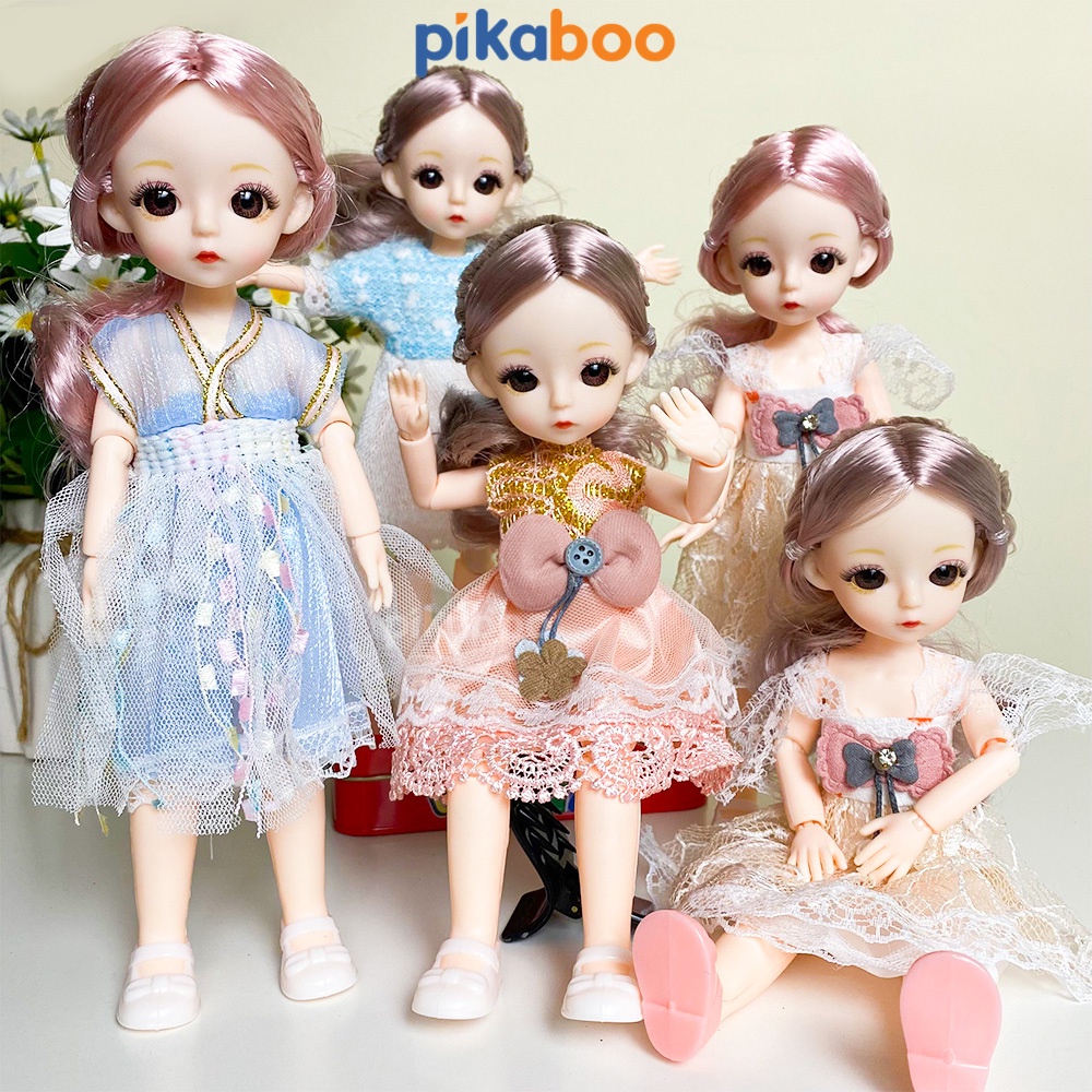 Đồ chơi búp bê bé gái Pikaboo size 23cm với khớp tay chân linh hoạt chất liệu an toàn cho bé từ 3 tuổi