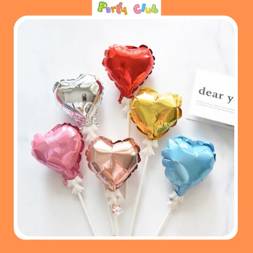 Bóng nhôm hình ngôi sao trái tim mini cài que trang trí tiệc sinh nhật