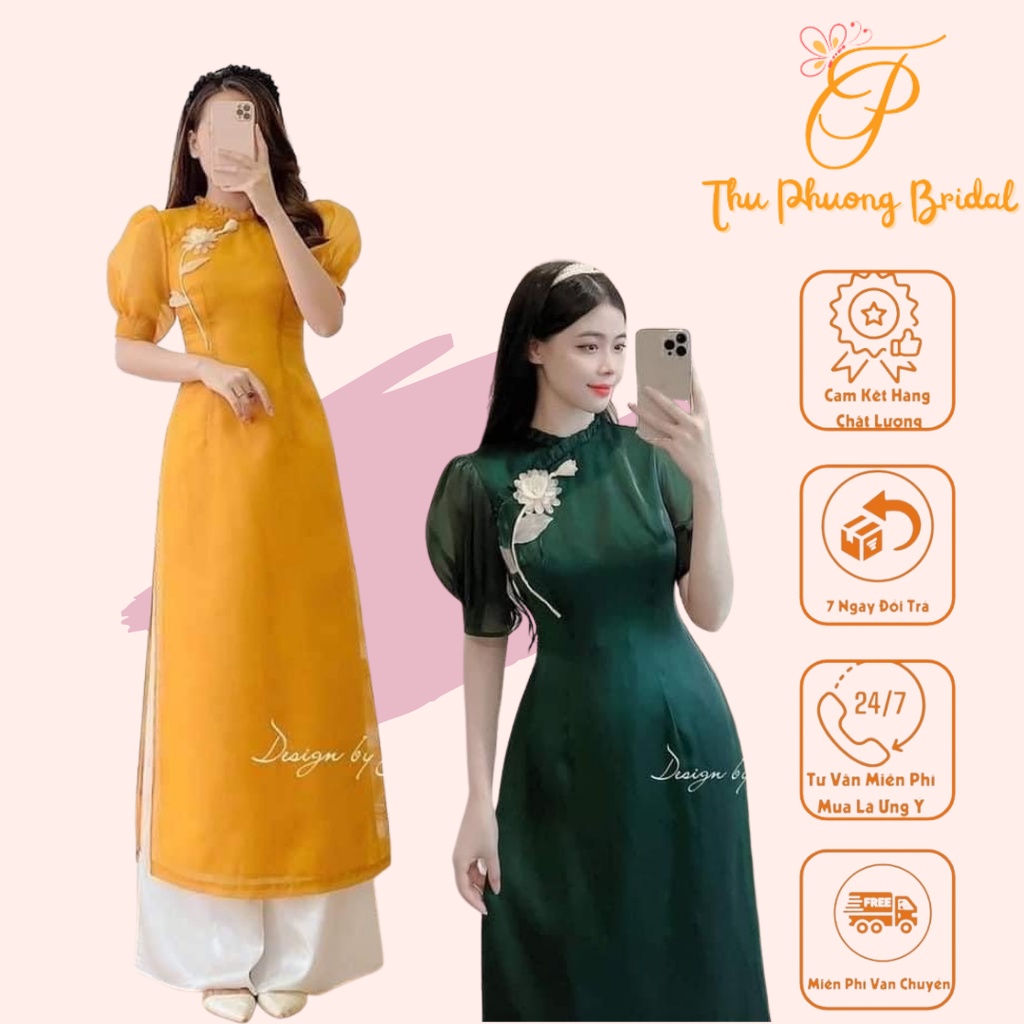 Áo Dài Cách Tân Cổ Xếp Ly Đắp Hoa Siêu Xinh Phù Hợp Mặc Trong Nhiều Sự Kiện, Cưới Hỏi, Tiệc Công Ty, Chụp Ảnh...