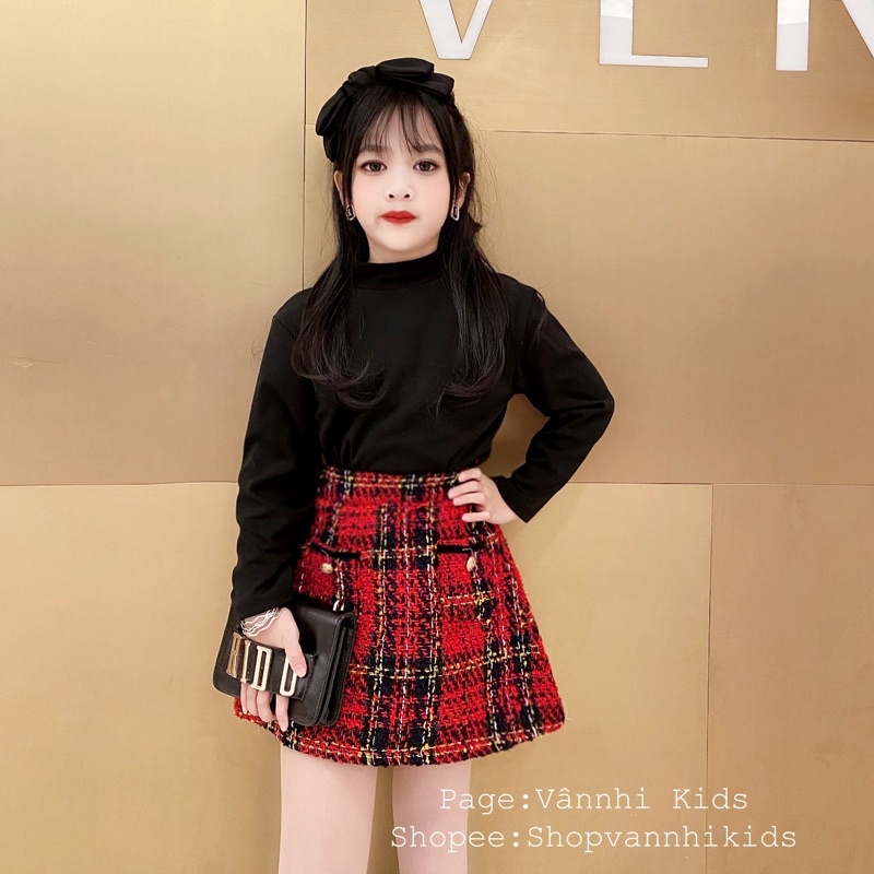 Set Váy Dạ Đỏ 3 Món Đón Tết Cho Bé 17kg-46kg