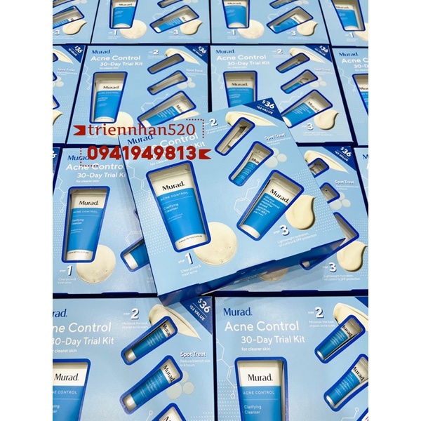 Bộ giảm mụn 4 món Murad Acne Control 30 Day Trial Kit