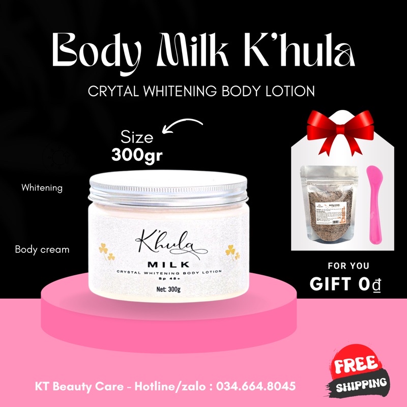 KEM DƯỠNG TRẮNG BODY MILK K’HULA / Bật tone sau 7-14ngày sử dụng