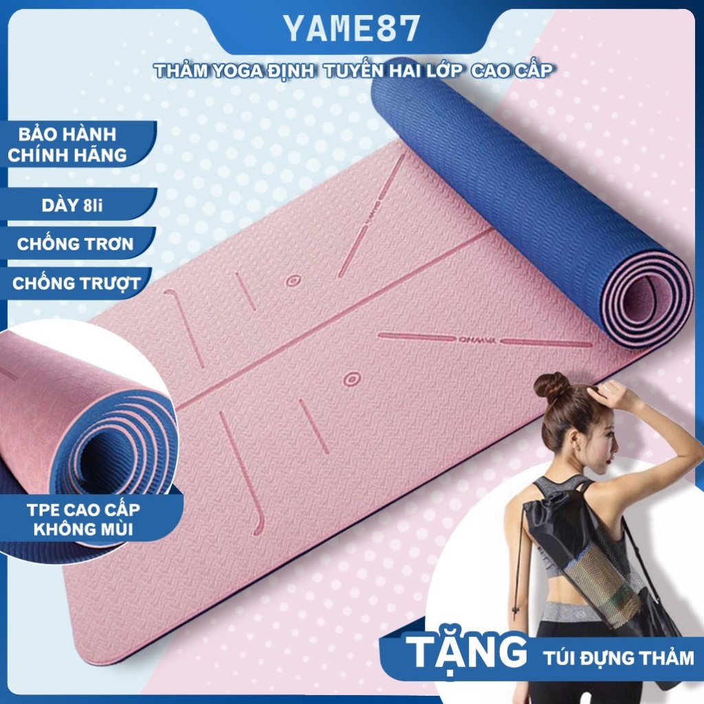 Thảm tập YOGA GYM dụng cụ tập thể dục tại nhà 2 lớp chống trượt độ đàn hồi cao