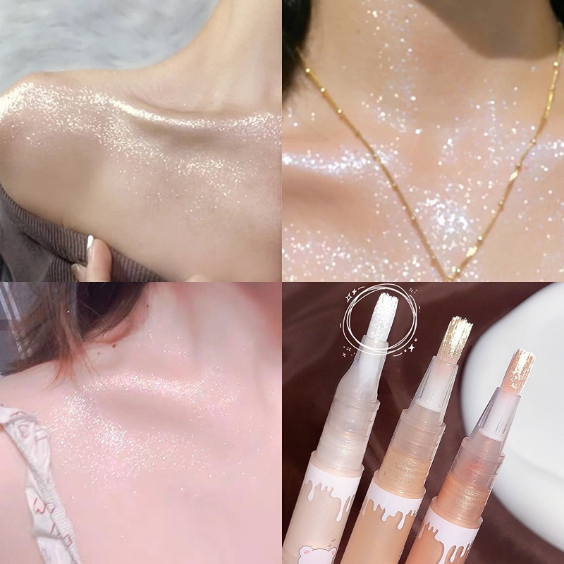 Bút Kẻ Mắt Dạng Lỏng Gege Bear Màu Trắng Ngọc Trai Kim Cương Bắt Sáng Kháng Nước