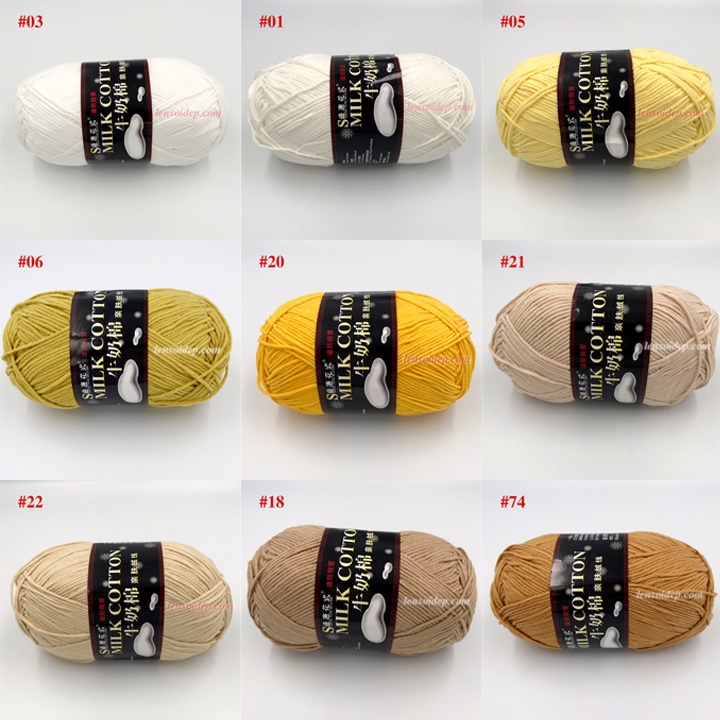 Cuộn Len Milk Cotton 125g Móc Nón, Móc Áo, Móc Khăn (Loại 1)