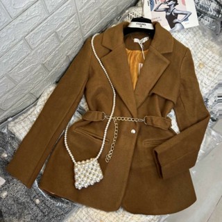 Áo dạ ép cổ vest blazer kèm đai chun xích hai lớp dày dặn