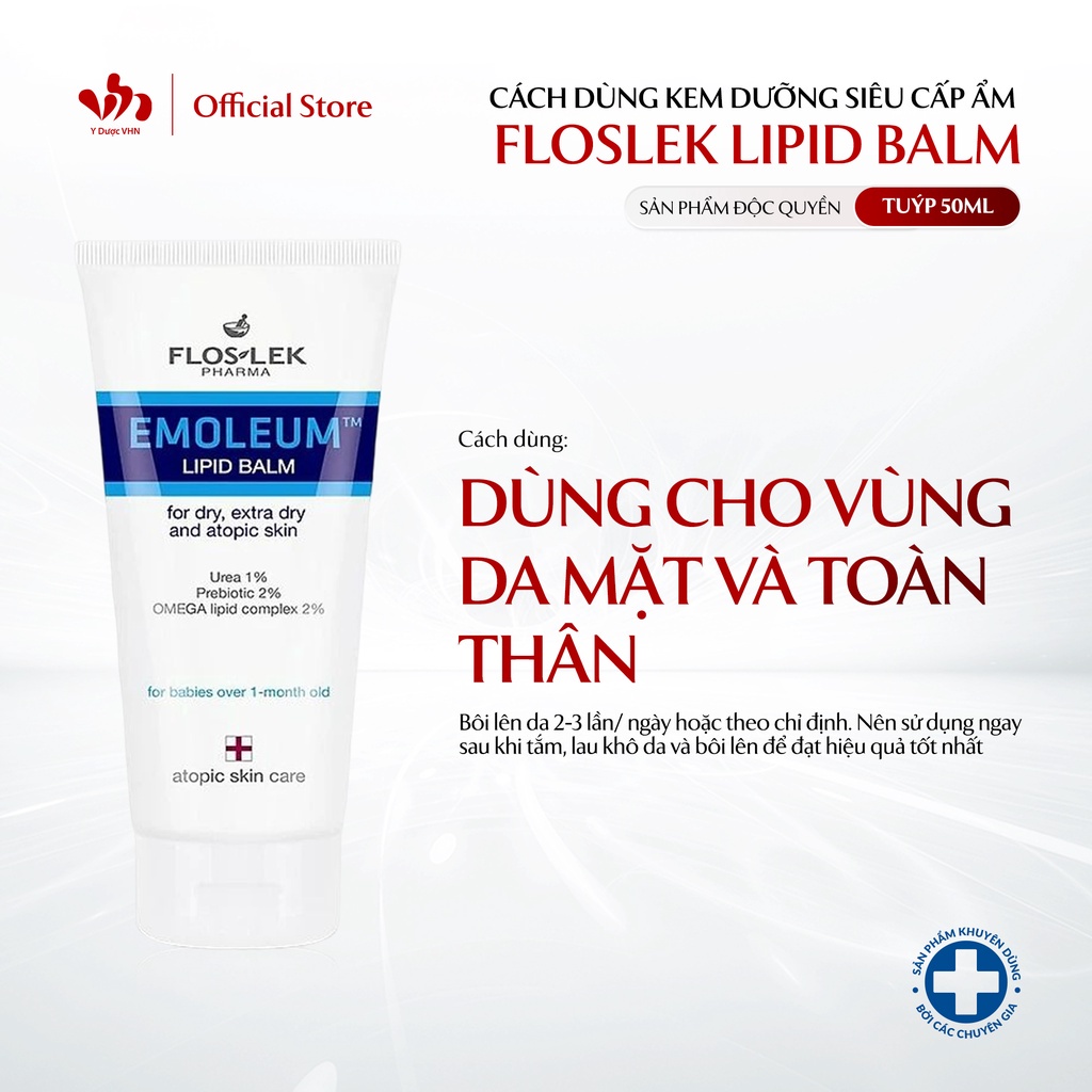 Kem dưỡng ẩm body Floslek Lipid Balm 50ml - làm mềm mịn da - chống nẻ - dành cho da khô - da ngứa - mẩn đỏ cơ địa