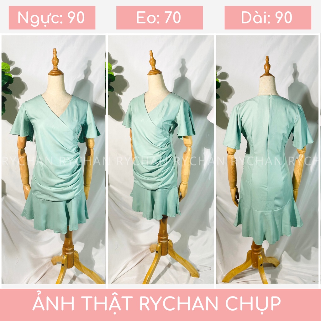 Đầm Xòe Mint Nhún Eo Đắp Chéo - DX022