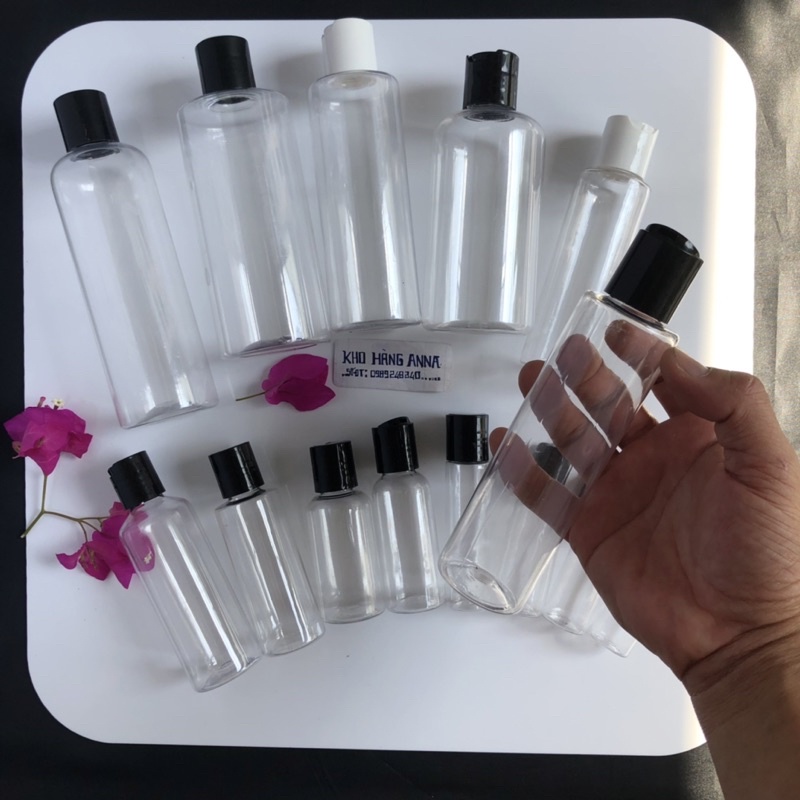 Chai Nhựa Nắp Nhấn CHIẾT MĨ PHẨM - LỌ NHỰA NẮP PRESS TRONG SUỐT 20ml / 30ml / 50ml / 100ml / 200ml / 300ml / 500ml