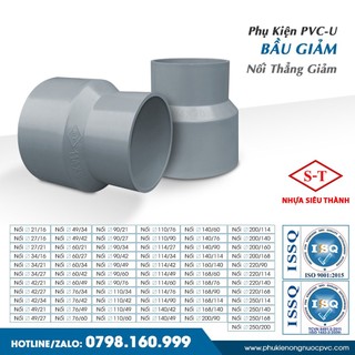 Đầu nối giảm, côn thu, bầu giảm upvc 76, 90 siêu thành