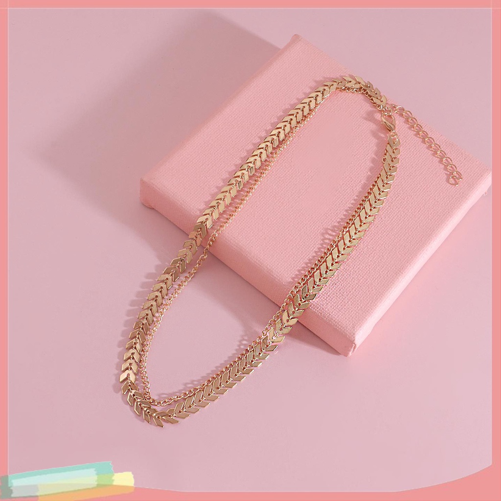 Vòng cổ choker hợp kim 2 lớp mạ vàng thời trang cho nữ