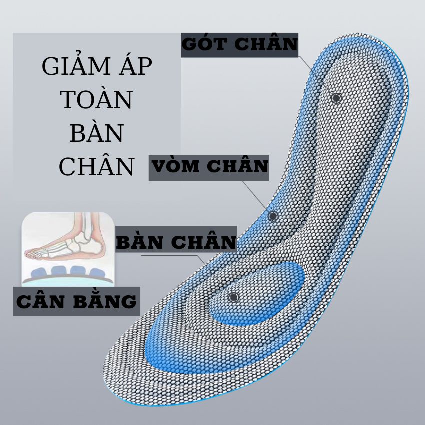 Lót Giày 3D Khử Mùi Kháng Khuẩn Êm Chân Dùng Cho Giày Nam Và Nữ Size Từ 35 Đến 44  SUNO STORE LG03