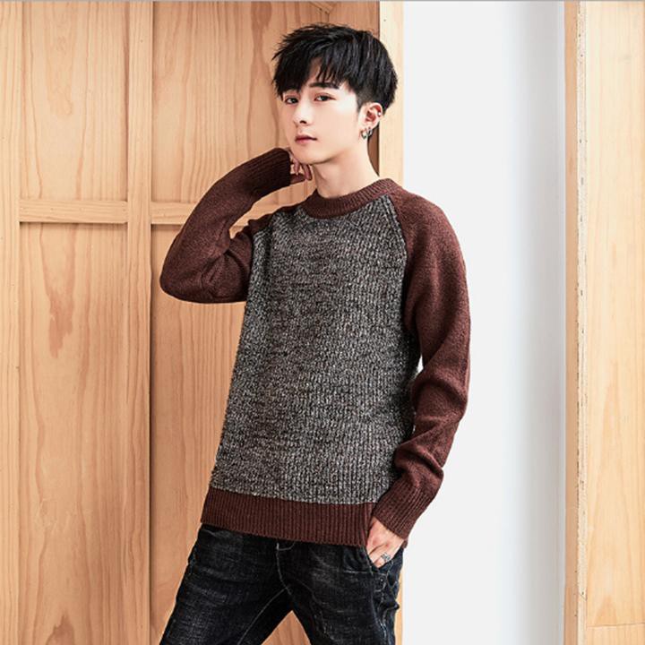 Áo len nam cổ tròn dệt hạt gạo thân tiêu dày dặn, phối màu trẻ trung cá tính - ADAM MAN