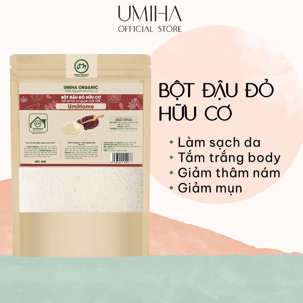 Bột Đậu Đỏ Hữu Cơ Làm Đẹp Umiha Nguyên Chất 40g | Red Bean Powder 100% Organic