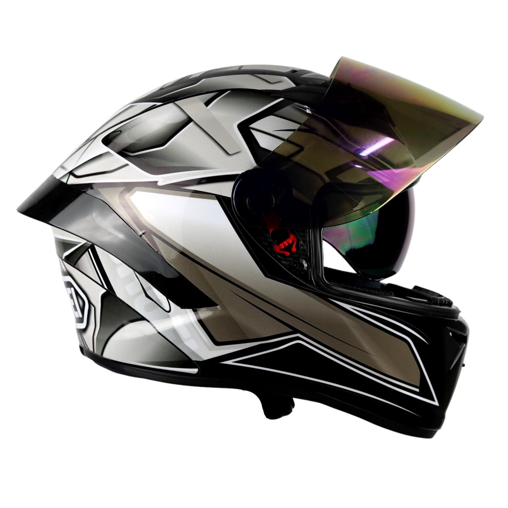 Mũ bảo hiểm fullface 2 kính M266 lên tem Shoei Bạc - Tapu Shop