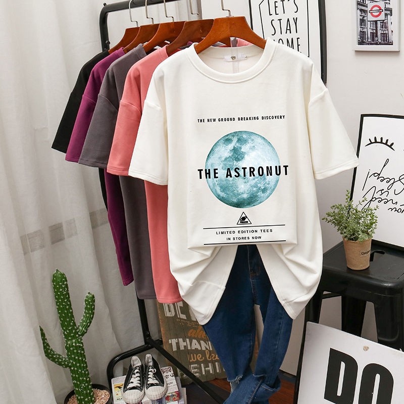 Áo thun SUXI tay ngắn dáng rộng in họa tiết thời trang cho nữ