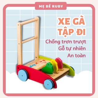 Xe tập đi bằng gỗ 3 con gà cao cấp cho bé