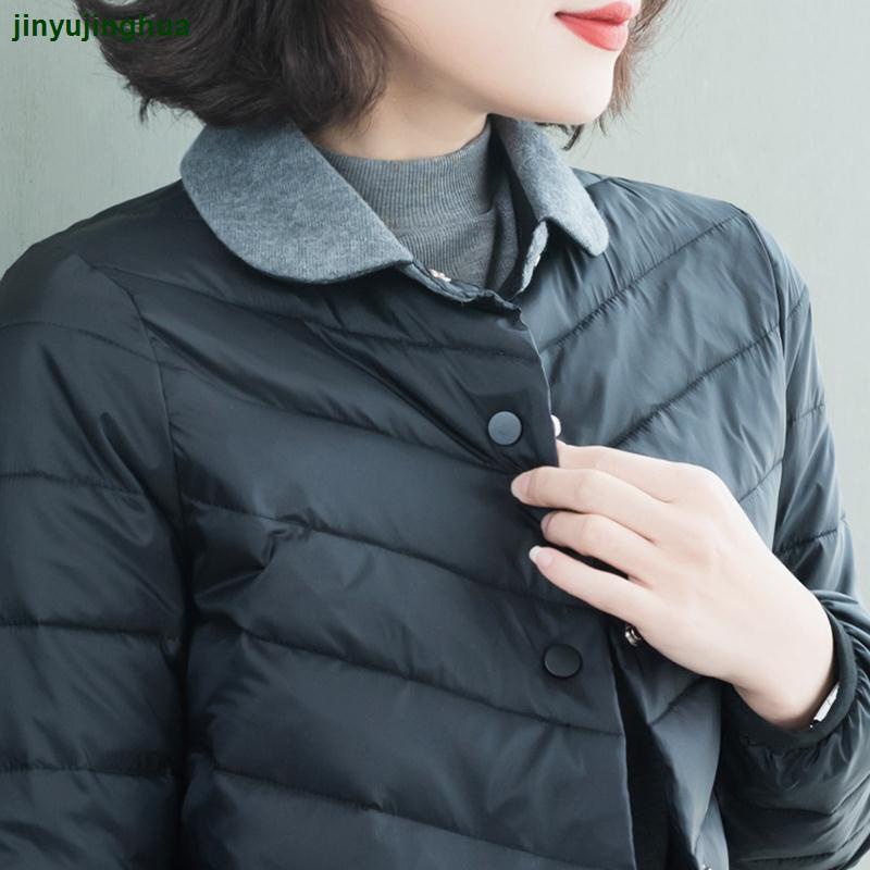 Áo Khoác Phao Đệm Mỏng Nhẹ Dáng Ngắn Thời Trang Thu Đông Cho Phụ Nữ Trung Niên Plus Size