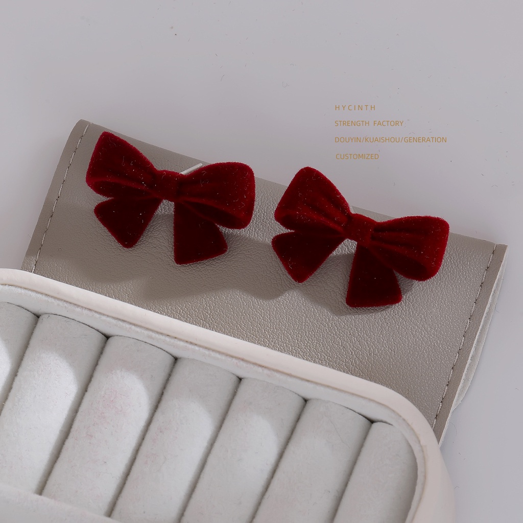 Bông Tai Hình Nơ Bằng Nhung Phong Cách Pháp Thời Trang Sang Trọng Cho Nữ