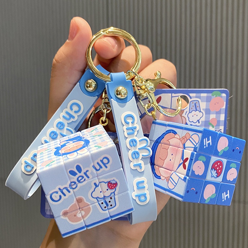 Móc Khóa Hình Khối Rubik Mini Hoạt Hình Dễ Thương