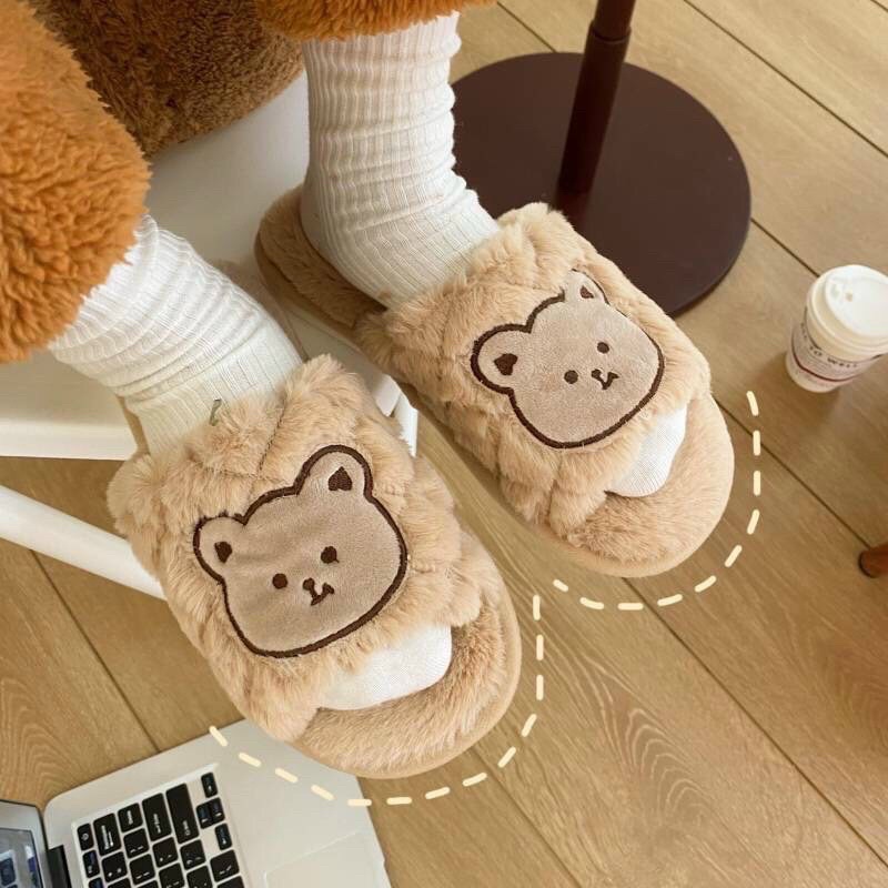 Dép Gấu cừu Bông ấm siêu mềm