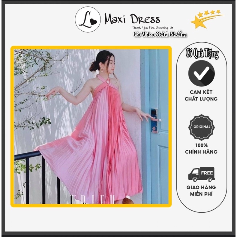 [MAXI] Đầm maxi đi biển váy dáng dài maxi dập ly phối màu kèm ảnh shop chụp