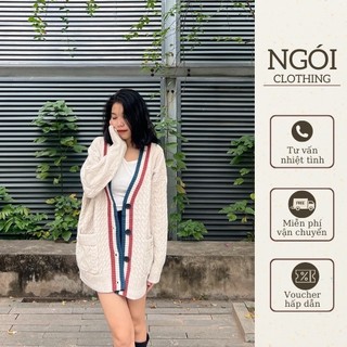 Áo cardigan nữ Ngói clothing áo caligan len thừng có túi dày dặn, siêu đẹp