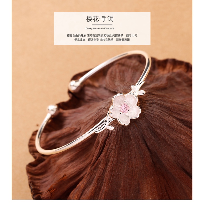 Vòng Đeo Tay/ Lắc Tay Hoa Anh Đào Đính Đá Xinh Xắn Cho Nữ M28