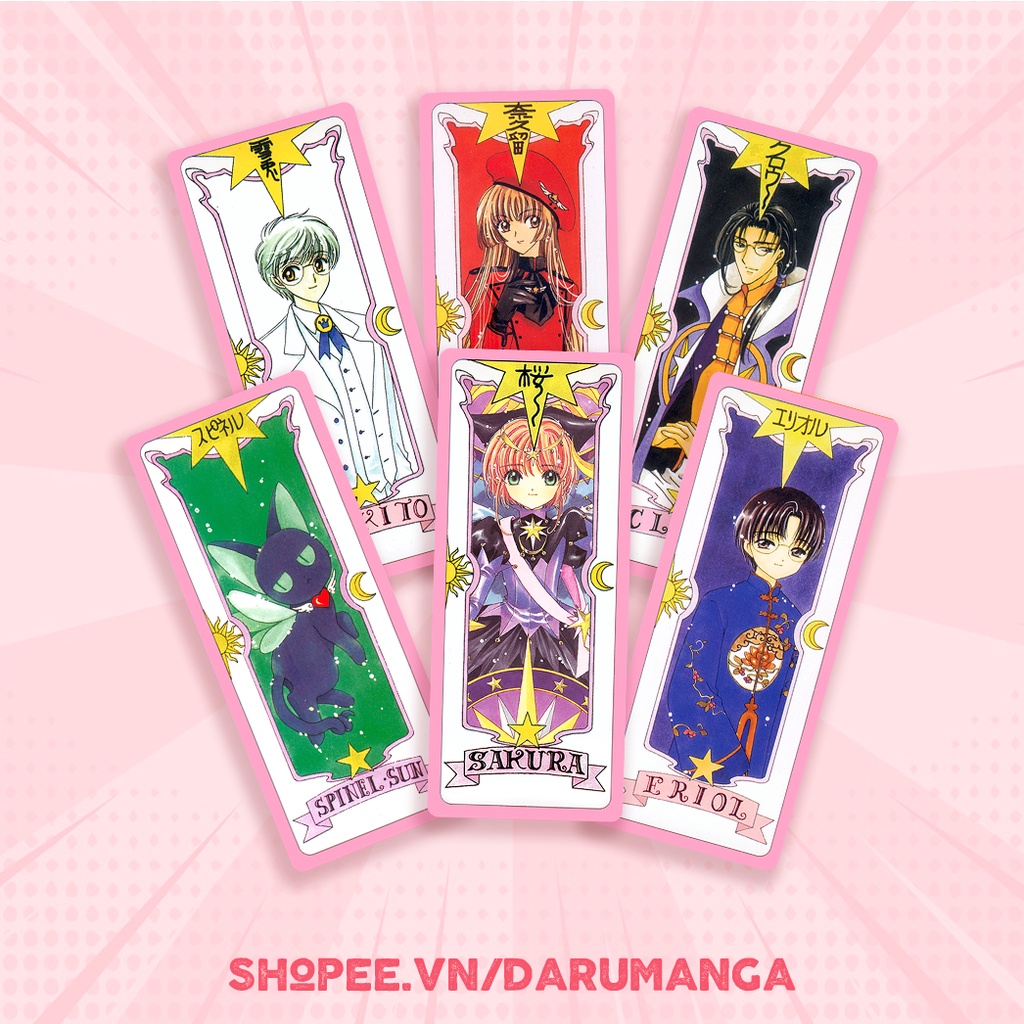 Bộ 12 bookmark SAKURA THỦ LĨNH THẺ BÀI XINH XẮN - CARDCAPTOR SAKURA - BOOKMARK ANIME MANGA - DARUMANGA