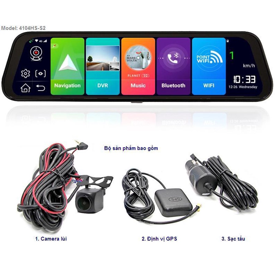 CAMERA HÀNH TRÌNH GƯƠNG X10R CẢNH BÁO DẪN ĐƯỜNG GIẢI TRÍ ANDROI