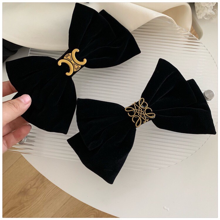 Kẹp Tóc Nữ Nơ Lớn Arc De Triomphe Nhung Đen Cao Cấp Phong Cách Retro Sang Trọng Dobi KT5