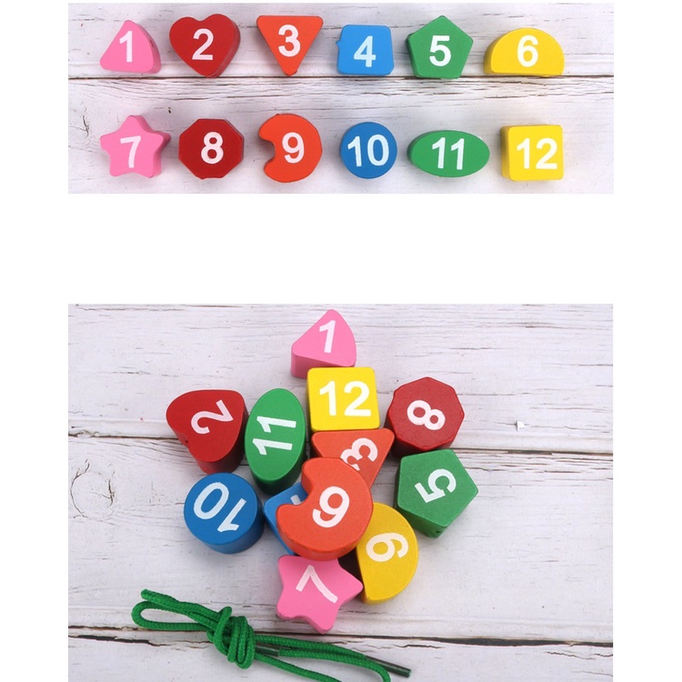 Đồ chơi đồng hồ xâu hạt bằng gỗ cho bé - đồ chơi trí tuệ thông minh cho bé học liệu montessori