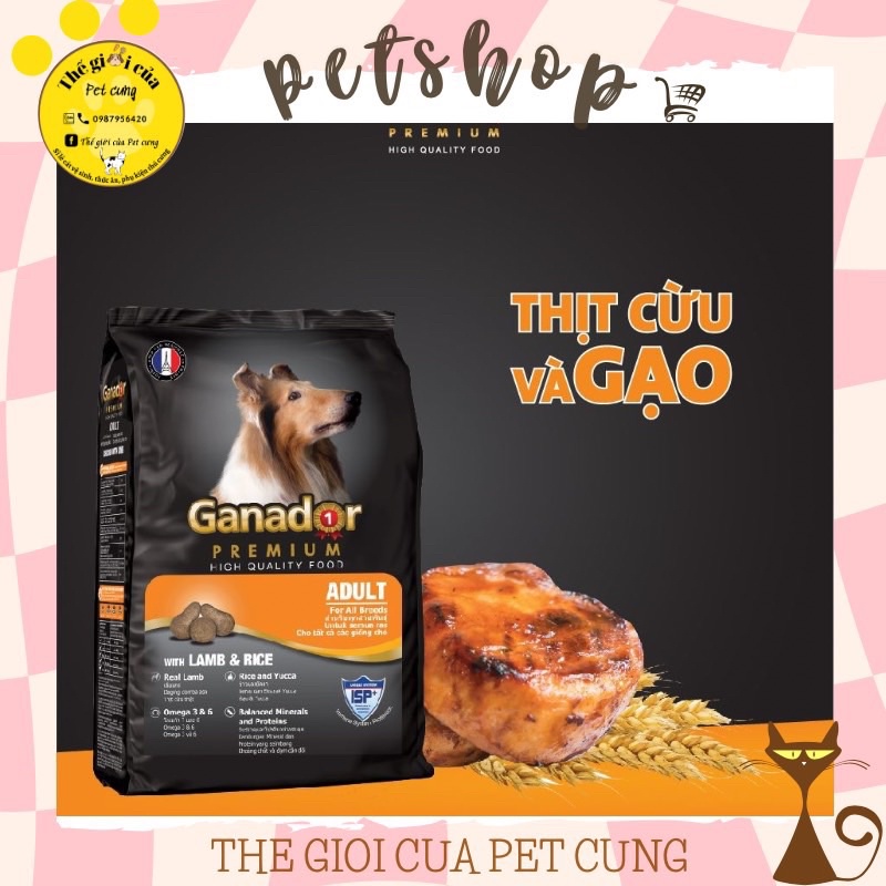 Hạt Ganador Lamb and Rice vị Thịt cừu và Gạo gói 400g