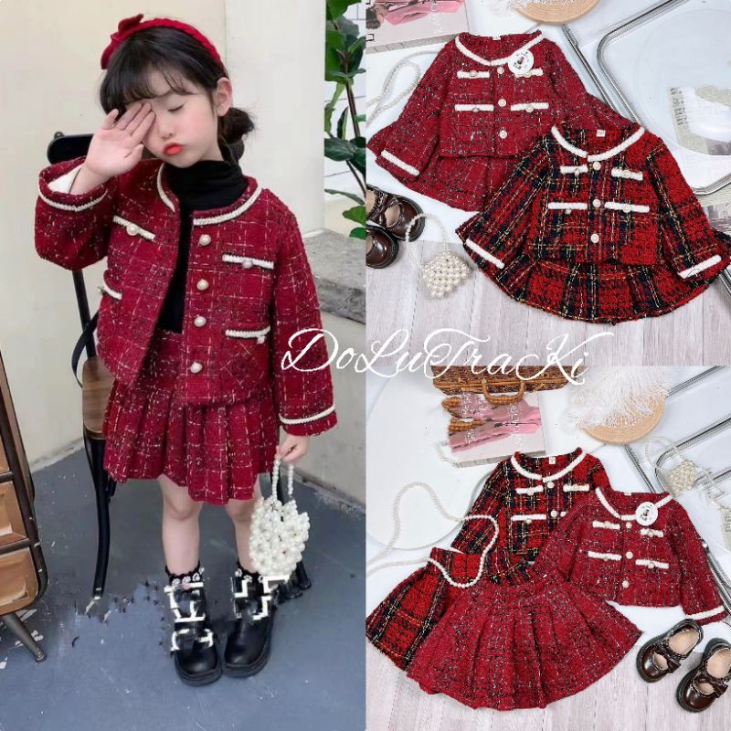 Sét dạ viền cao cấp bé gái